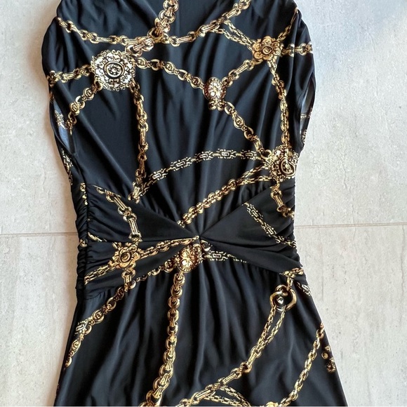Cache Gold Chain Print Black Mini Dress Size S - Picture 9 of 10